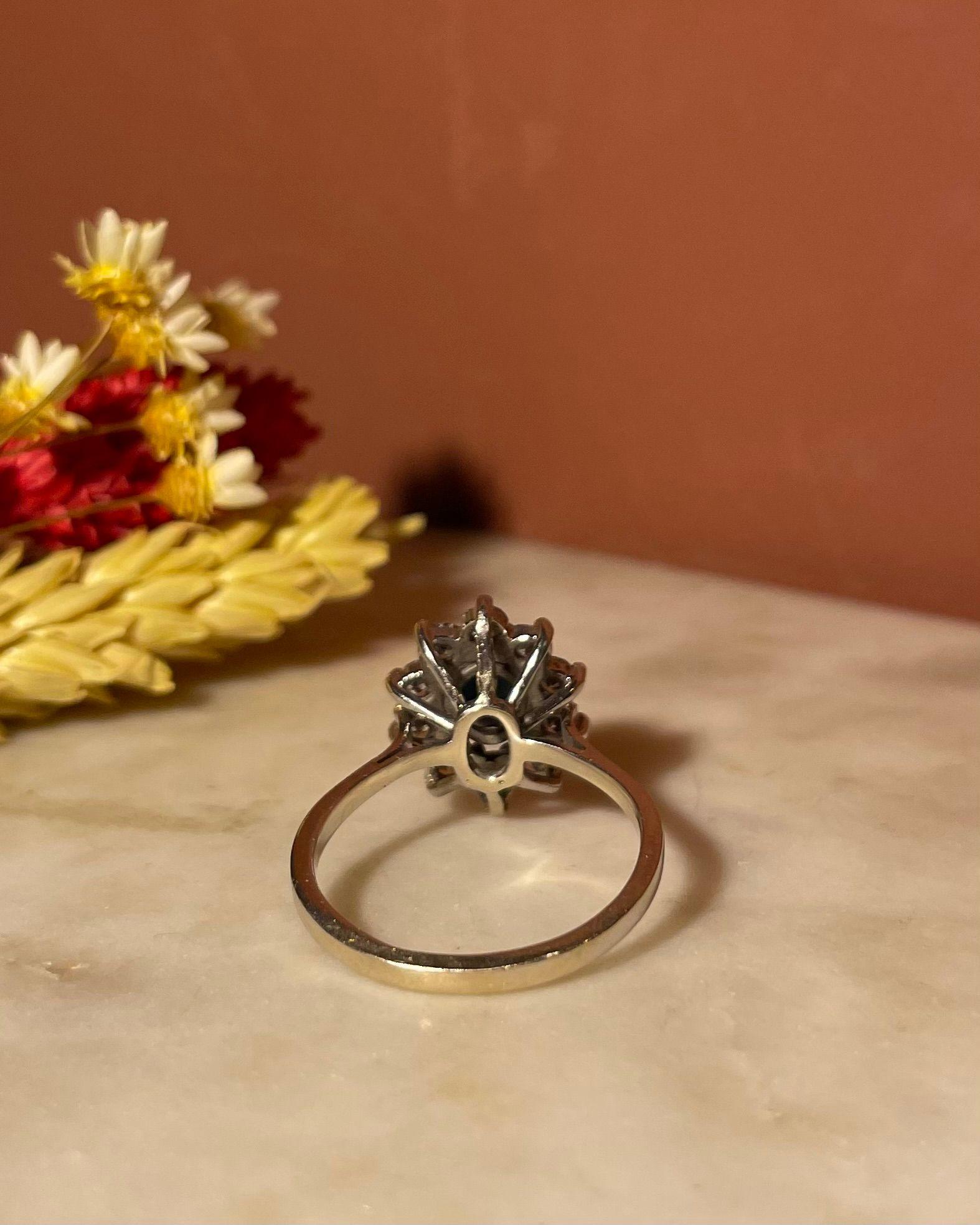 Bague Marguerite Saphir 1.20 carat &amp; Diamants "Noah"