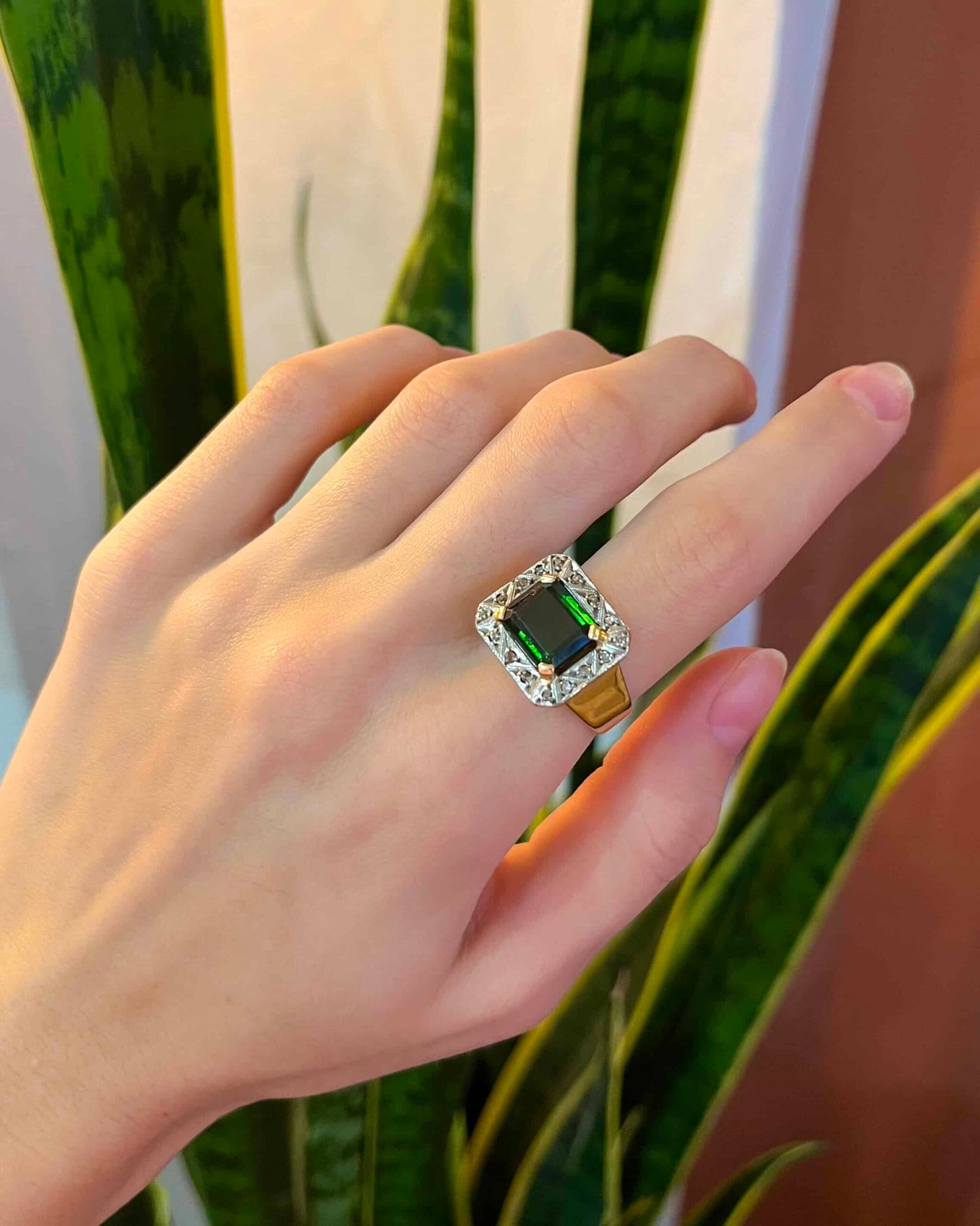 Bague Chevalière Style Art-Déco Tourmaline &quot;Saray&quot;