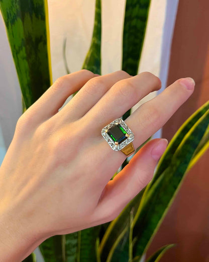 Bague Chevalière Style Art-Déco Tourmaline &quot;Saray&quot;