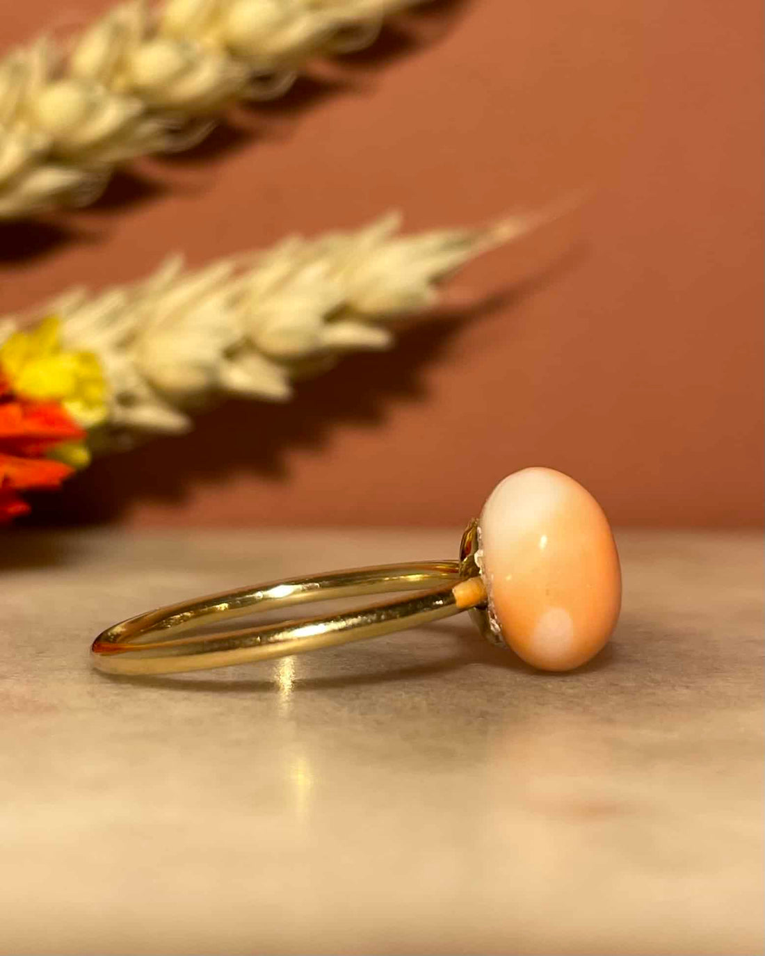 Bague Solitaire Corail Peau d&