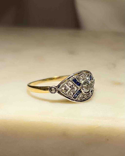 Bague Art-déco Diamants &amp; Saphirs &quot;Adélia&quot;