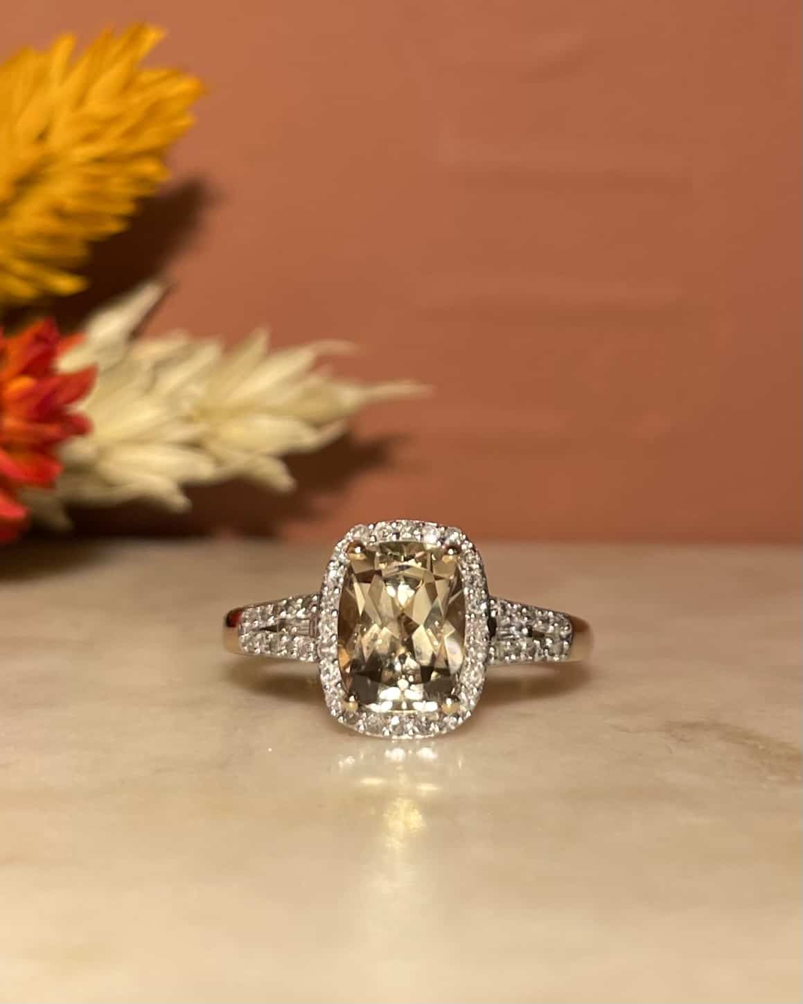 Bague Style Art-Déco Turkizite 1.90 carat &amp; 46 Diamants &quot;Reign&quot;