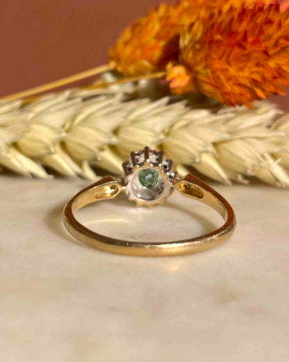 Bague Marguerite émeraude &amp; diamants &quot;Aemma&quot;