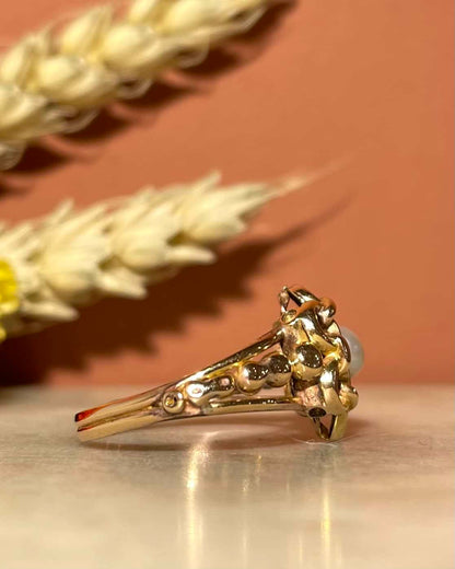 Bague Fleur Tressée Art-Déco Perle &quot;Lorrie&quot;