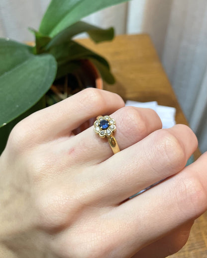 Bague Marguerite Saphir &amp; 8 Diamants &quot;Odette&quot;