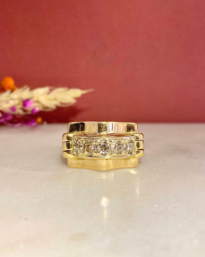Vintage Tank Ring Diamonds 0.45 carat &quot;Elisabeth&quot;