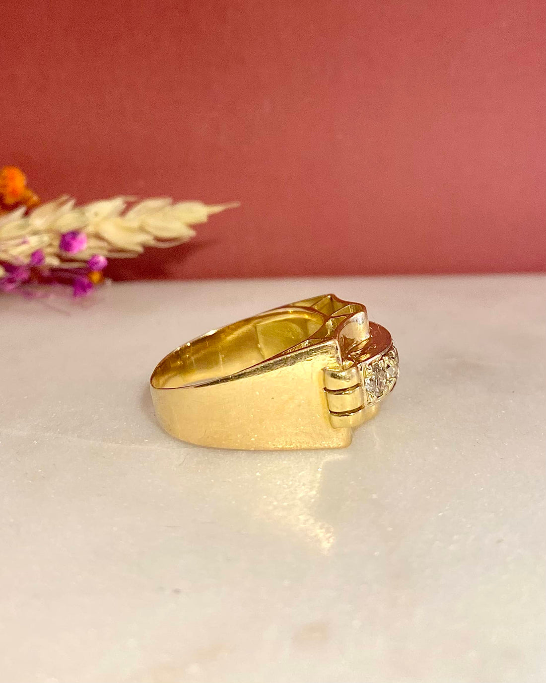 Vintage Tank Ring Diamonds 0.45 carat &quot;Elisabeth&quot;