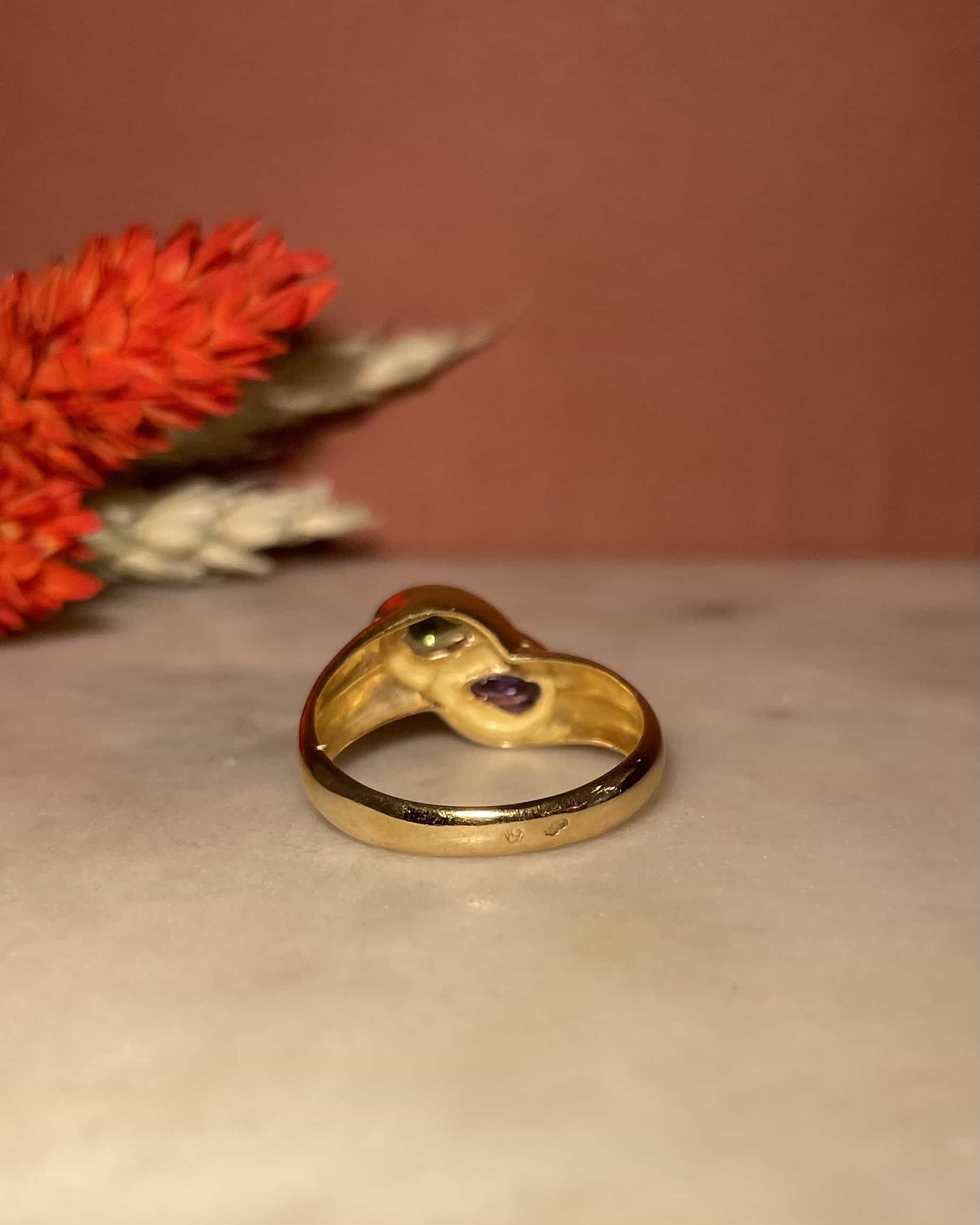 Anillo brazalete "Violeta" de peridoto y amatista You &amp;amp; Me