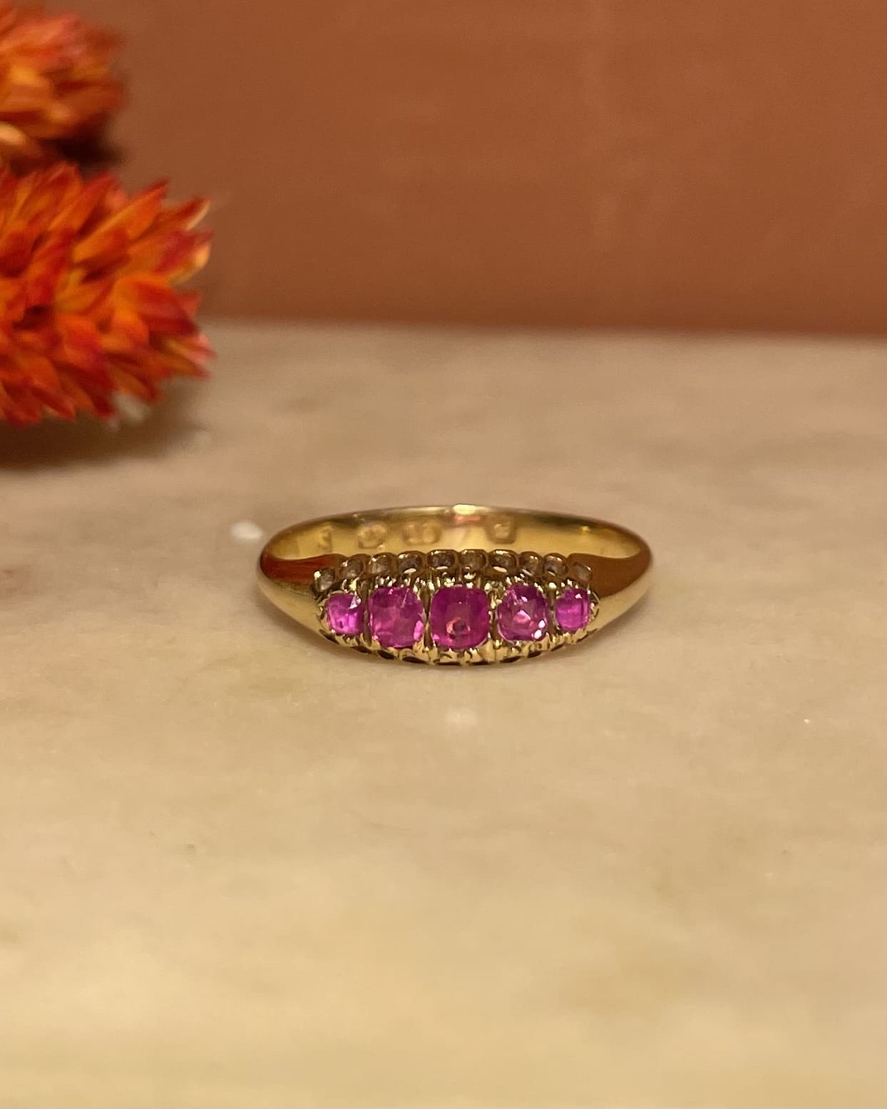 Bague Rivière Jonc Rubis Rose "Aria"
