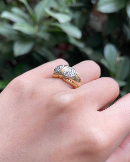 Anillo brazalete &quot;Safia&quot; de dos diamantes y oro