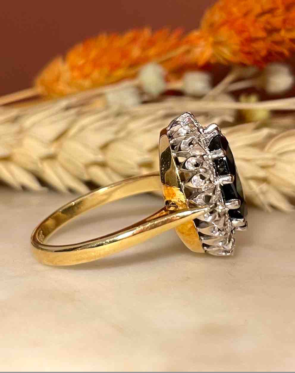 Bague Marguerite Saphir 5 carats &amp; Diamants "Georgina"