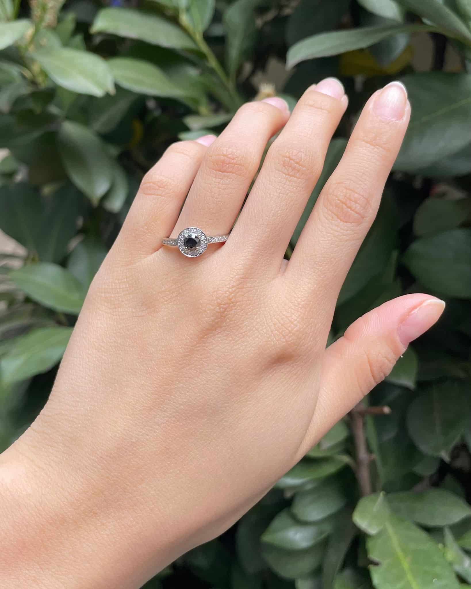 "Laney" Black Diamond &amp;amp; White Diamond Daisy Ring