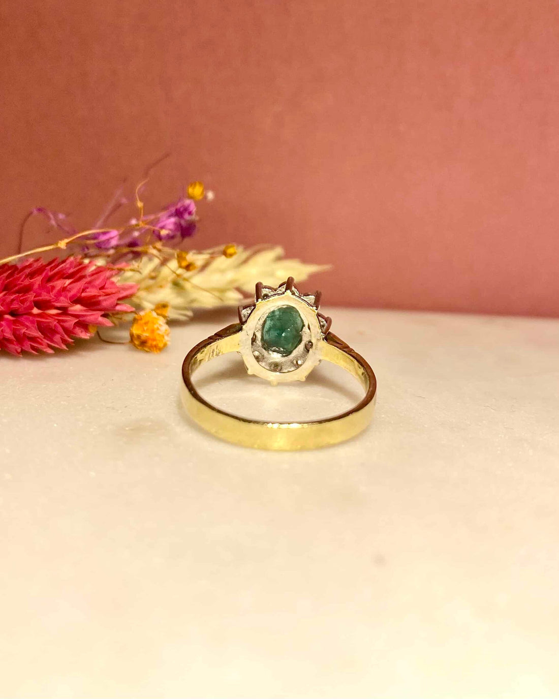 &quot;Jolene&quot; Emerald &amp;amp; Diamond Daisy Ring