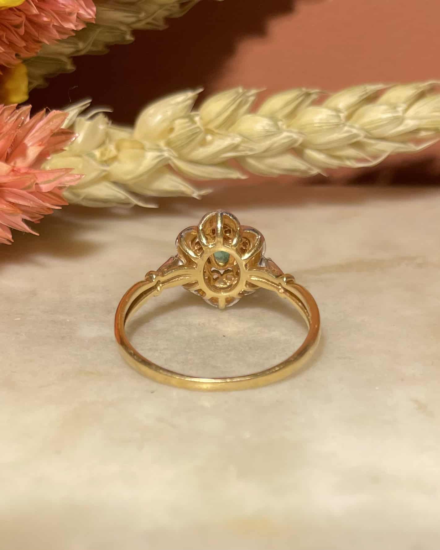 Bague Vintage Marguerite Émeraude &quot;Sarah&quot;