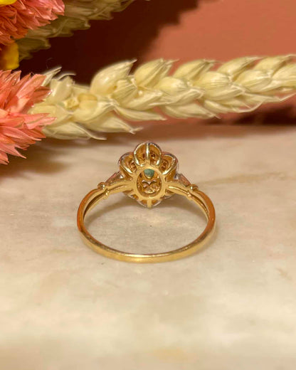 Bague Vintage Marguerite Émeraude &quot;Sarah&quot;