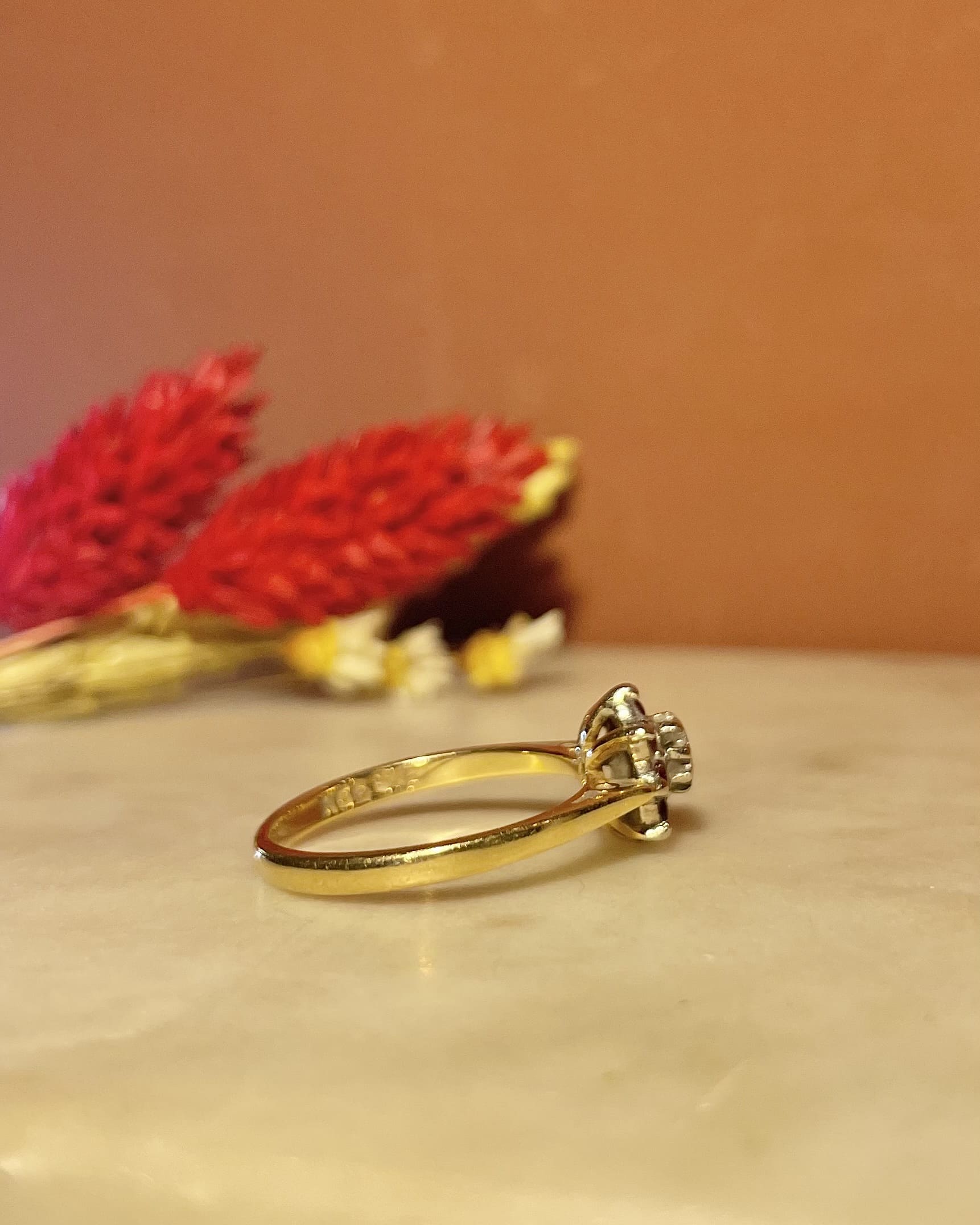 Bague Marguerite Vintage Rubis &amp; Diamant "Rosalyn"