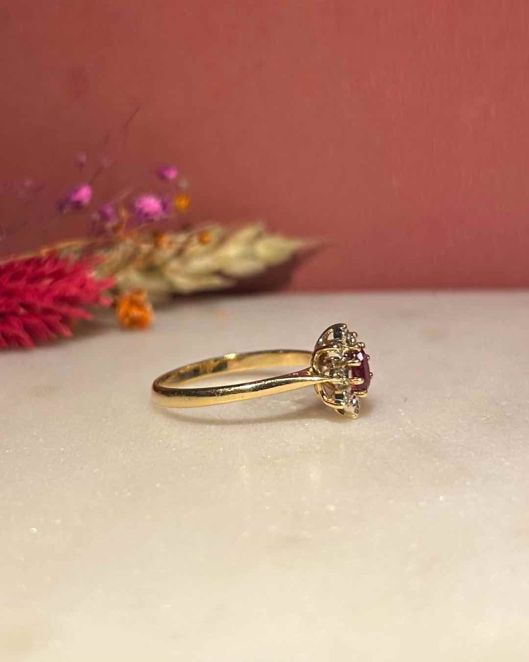&quot;Sorya&quot; Ruby &amp;amp; Diamond Daisy Ring