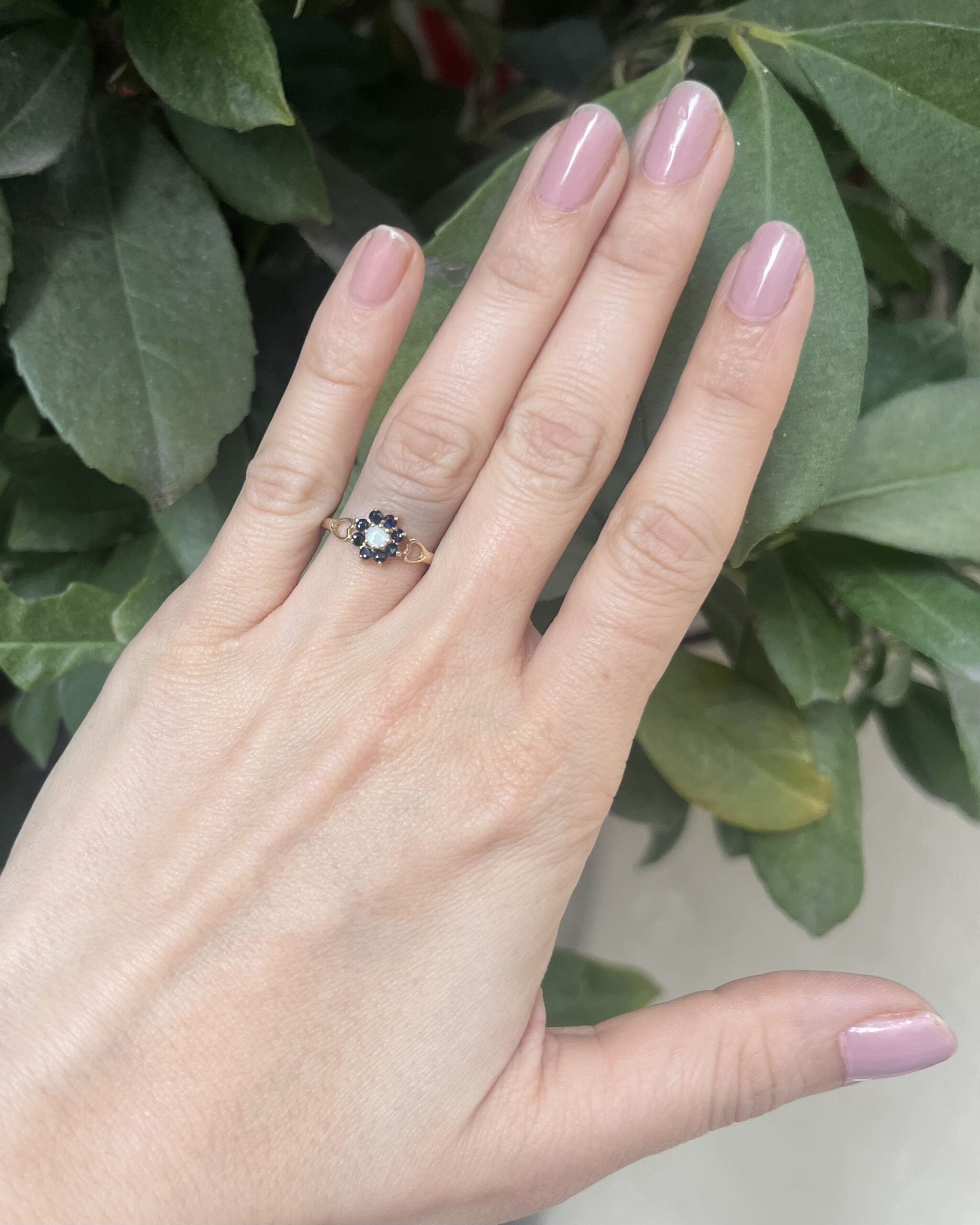 Bague marguerite Opale &amp; Saphirs &quot;Flavie&quot;