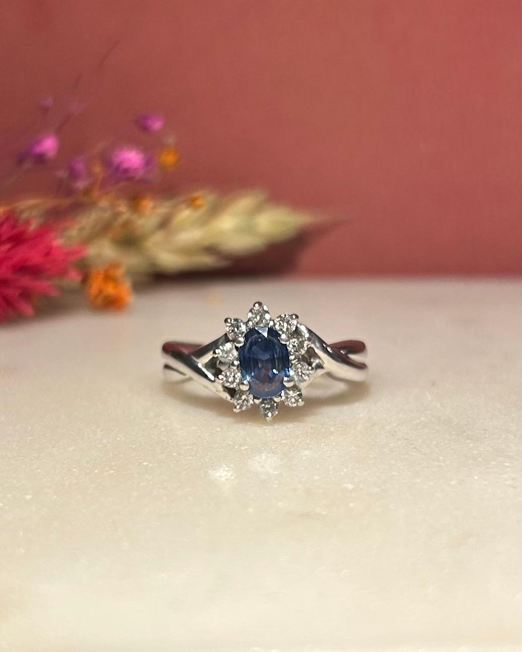 Bague Marguerite Saphir &amp; Diamants &quot;Elissa&quot;