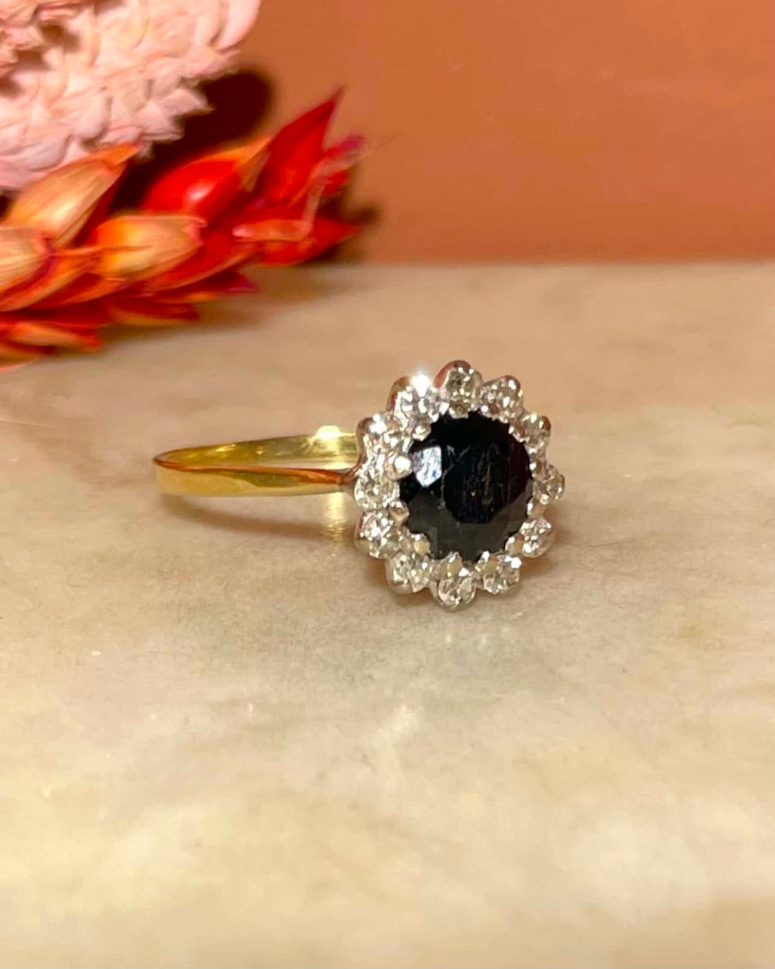 Bague Marguerite Saphir 1.15 carat & Diamants "Louise"