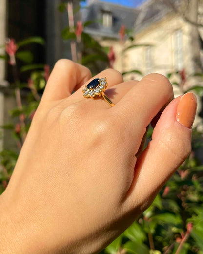 Bague Marguerite Saphir 1 carat &amp; Diamants &quot;Saliha&quot;