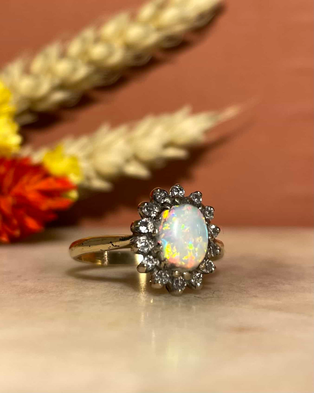 Bague Marguerite Opale &amp; 14 Diamants &quot;Izzy&quot;