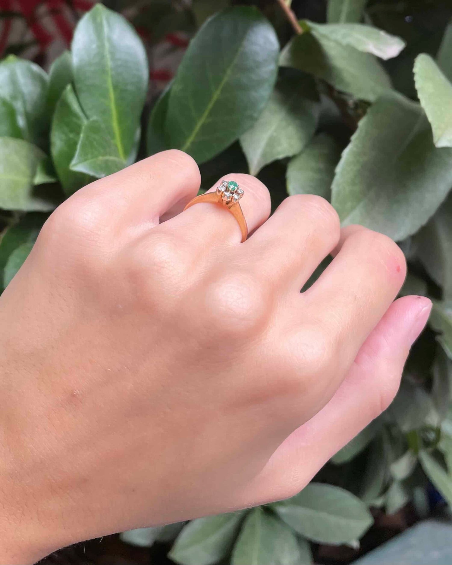 Bague Marguerite Émeraude &amp; Diamants &quot;Cécile&quot;