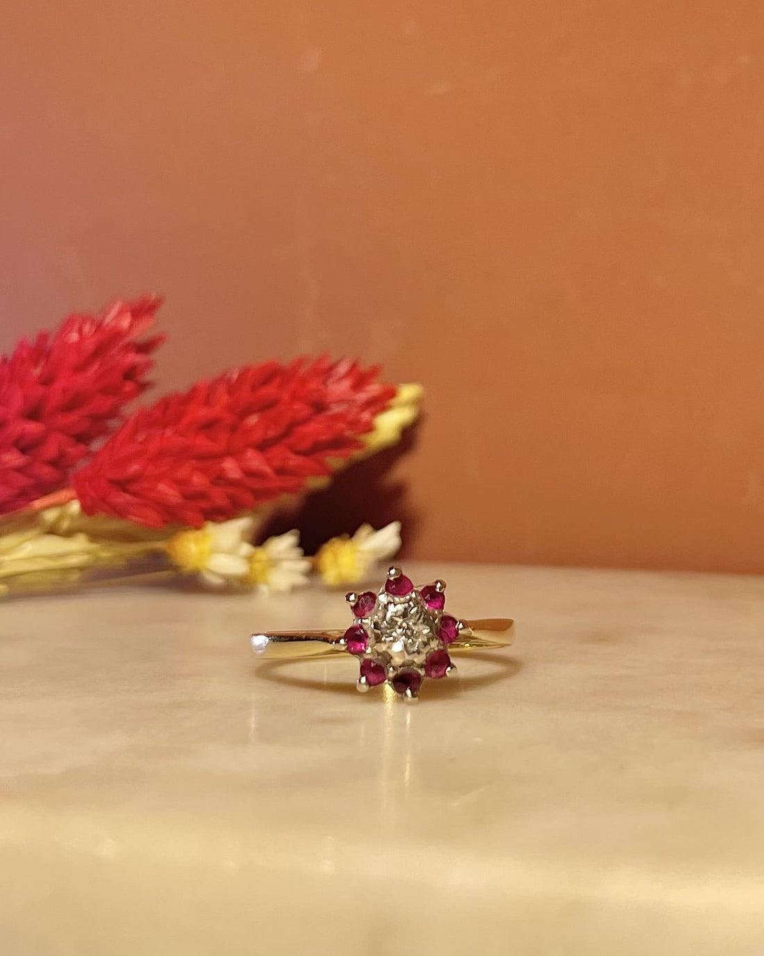 Bague Marguerite Vintage Rubis & Diamant "Rosalyn"