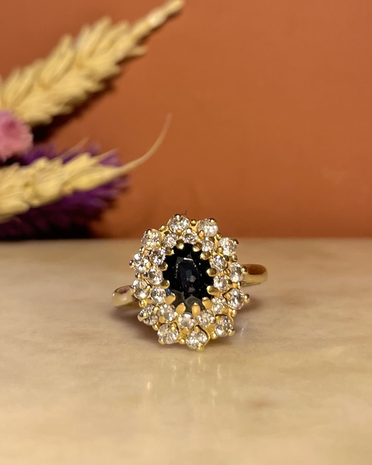 "Alysse" 1 Carat Sapphire &amp;amp; 24 Diamond Daisy Ring