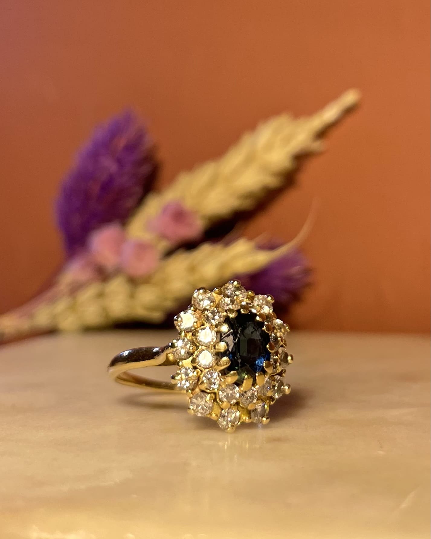 "Alysse" 1 Carat Sapphire &amp;amp; 24 Diamond Daisy Ring