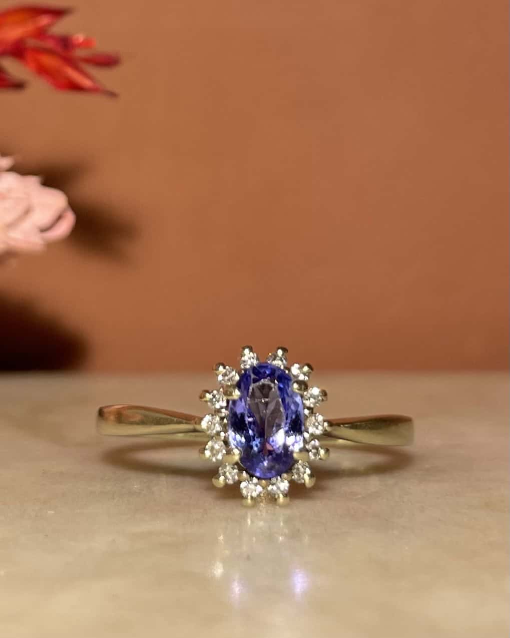 Bague Marguerite Tanzanite 0.50 carat &amp; 14 Diamants  &quot;Joyce&quot;