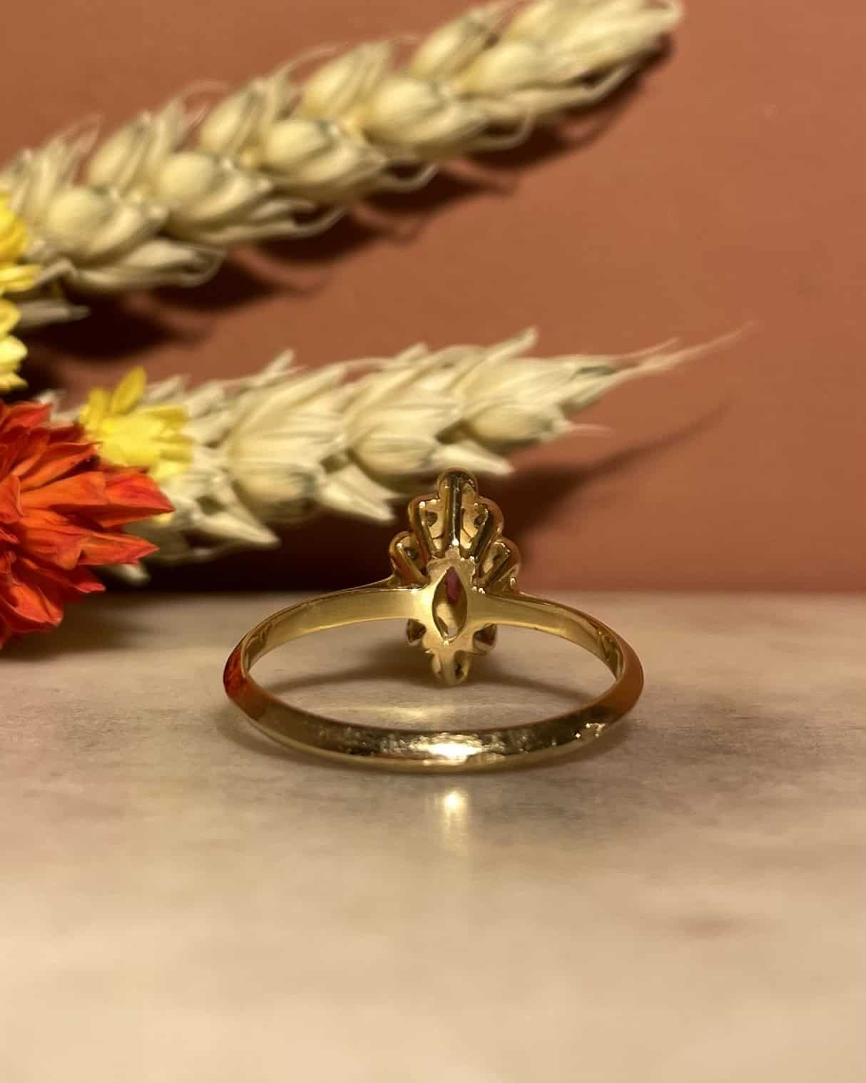 Bague Marquise Rubis &amp; 10 Diamants "Melissane"