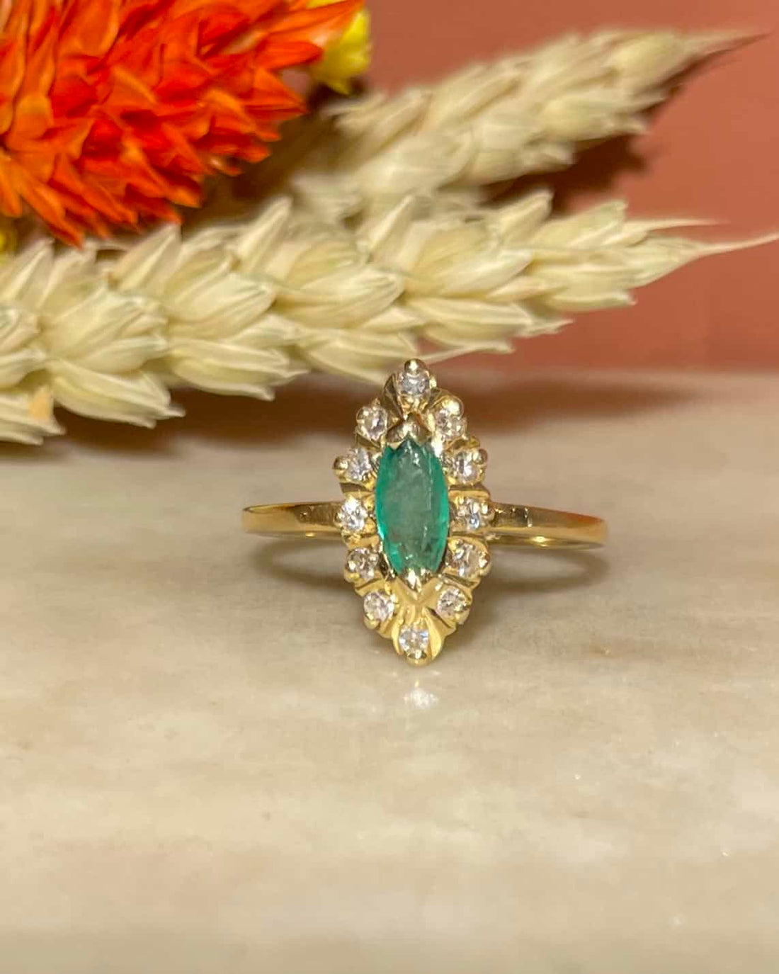 Bague Marquise Émeraude &amp; Diamants &quot;Icona&quot;