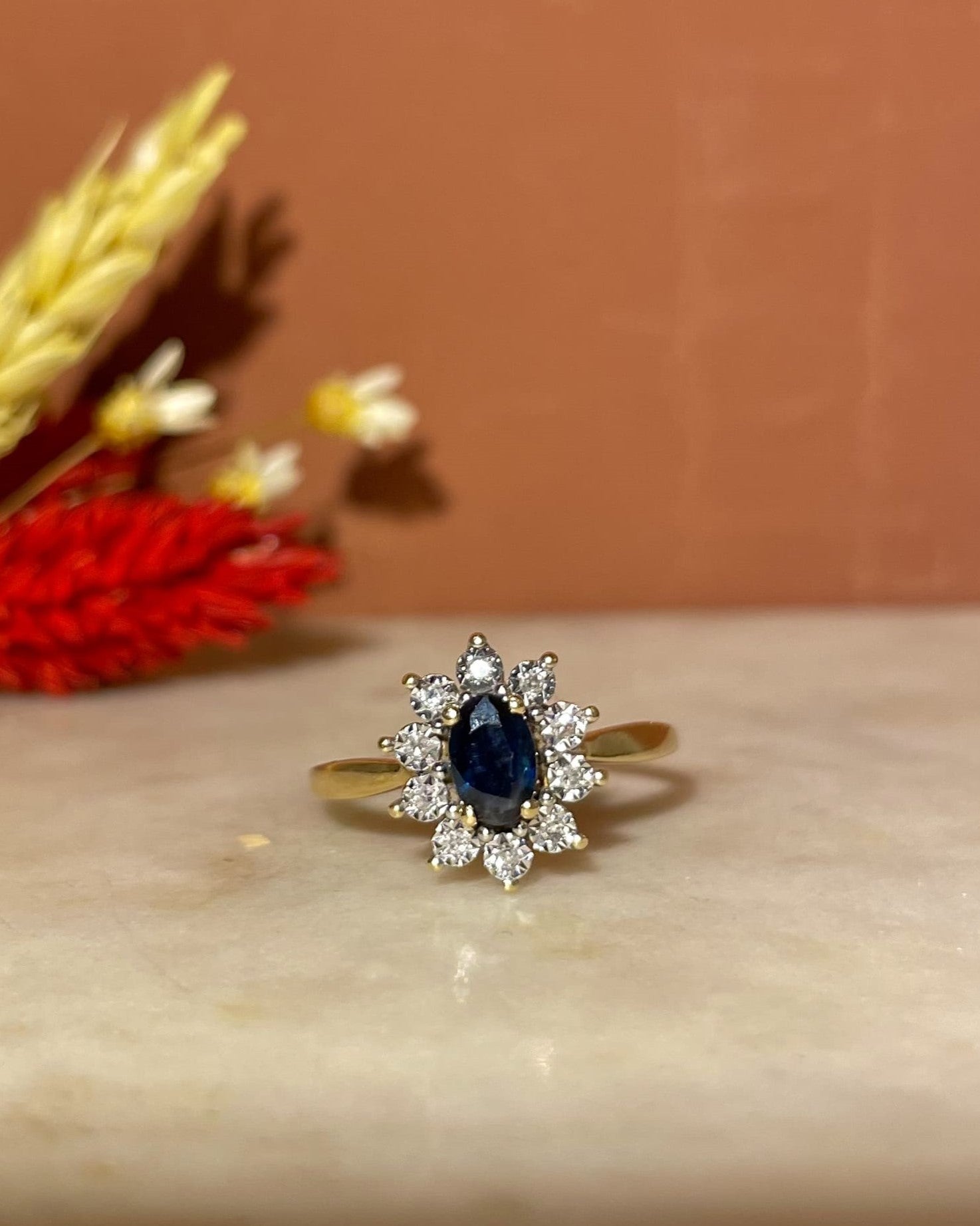 Bague Marguerite Saphir &amp; Diamants "Micah"