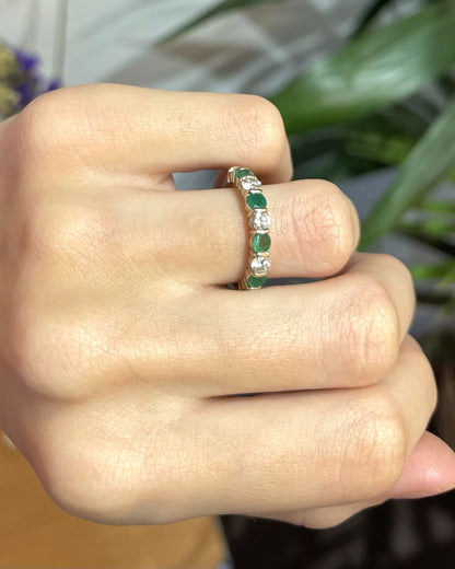 Bague Rivière 4 Emeraudes &amp; 5 Diamants &quot;Julianne&quot;