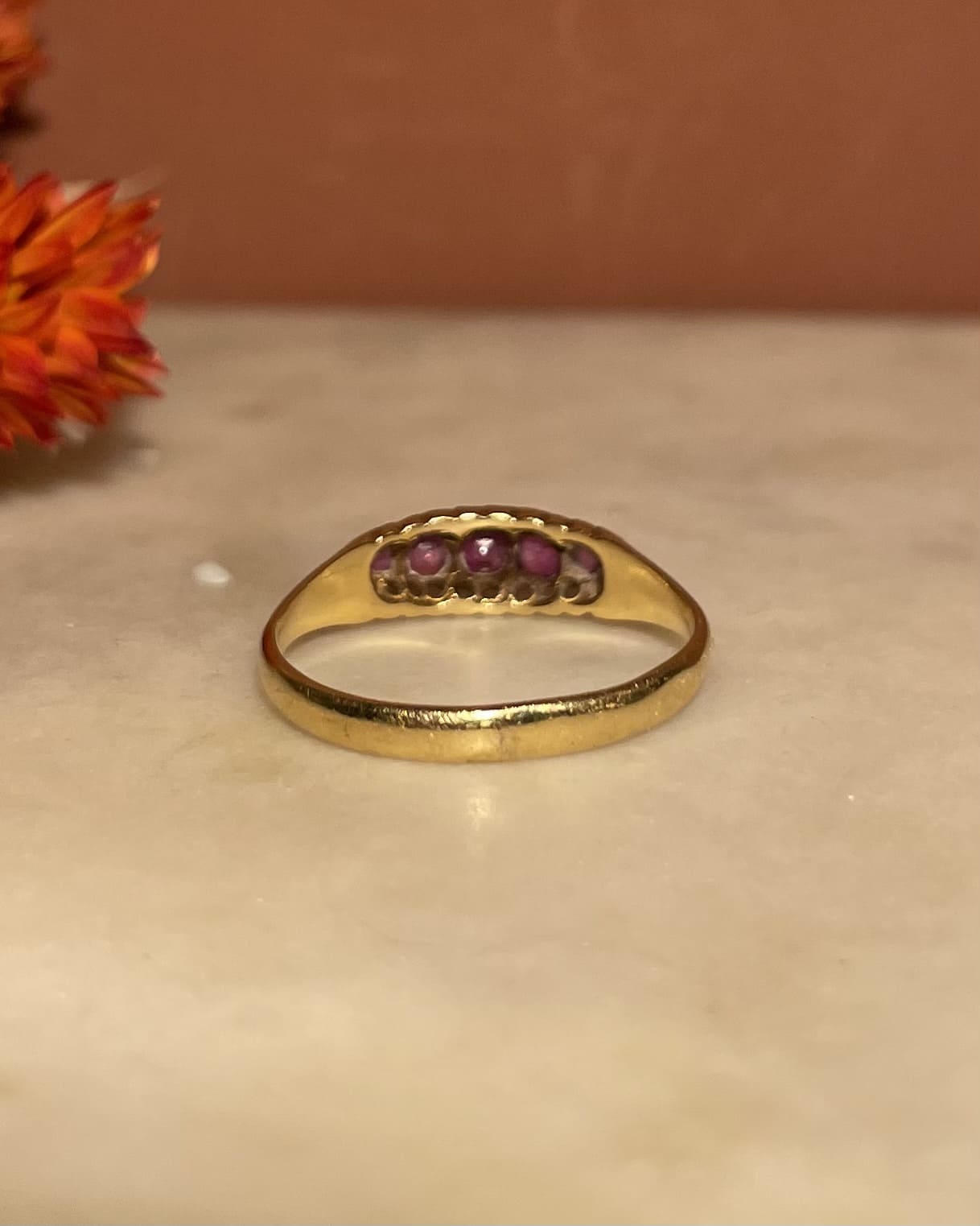 Bague Rivière Jonc Rubis Rose "Aria"