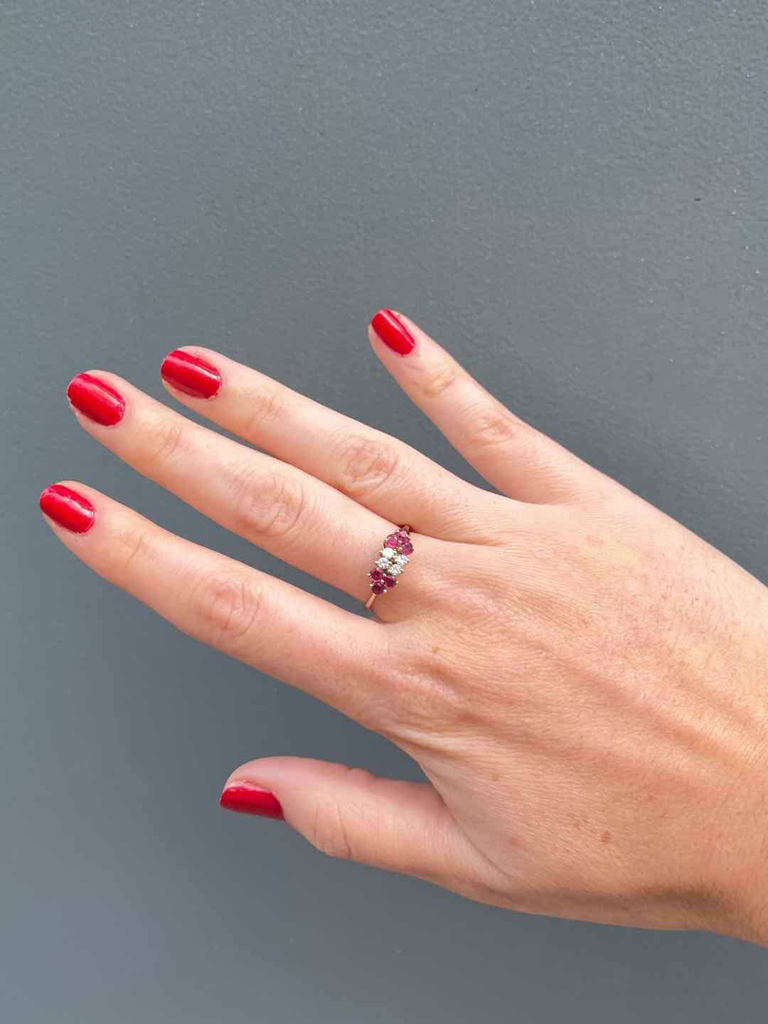 Bague Rivière Vintage Rubis &amp; Diamants "Yara"
