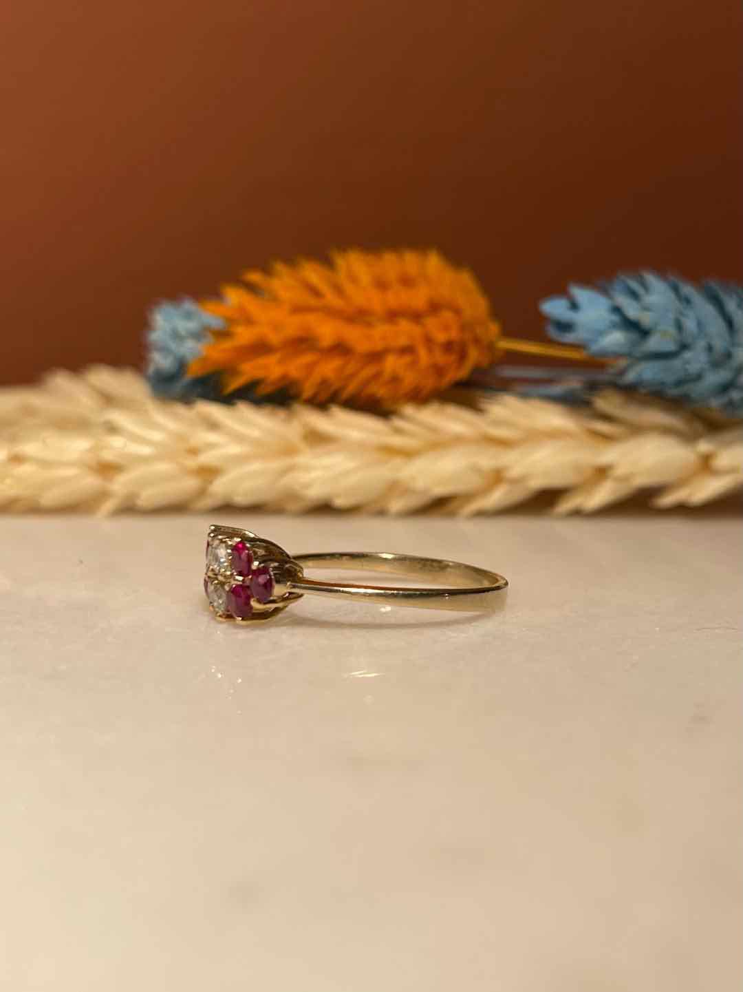 Bague Rivière Vintage Rubis &amp; Diamants "Yara"