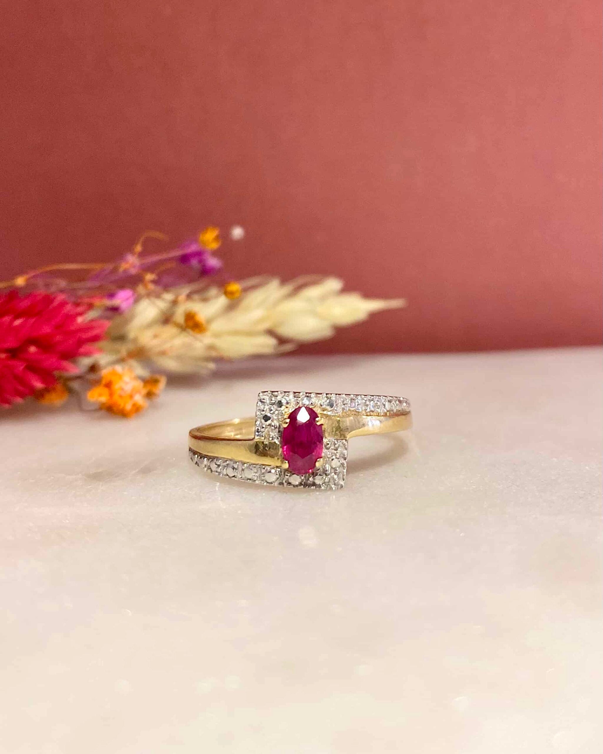 Bague Vintage Jonc Rubis &quot;Erza&quot;