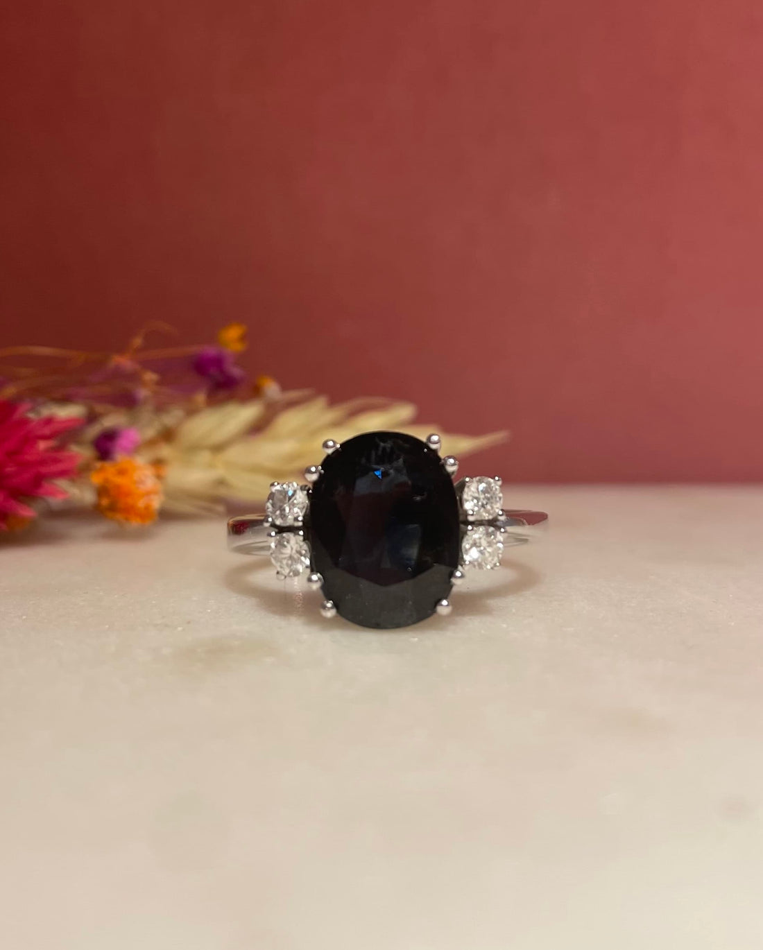 Bague Trilogie Saphir 3 carats &amp; Diamants &quot;Eva&quot;