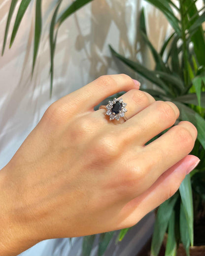 Bague Marguerite Saphir 1.20 carat &amp; Diamants &quot;Noah&quot;