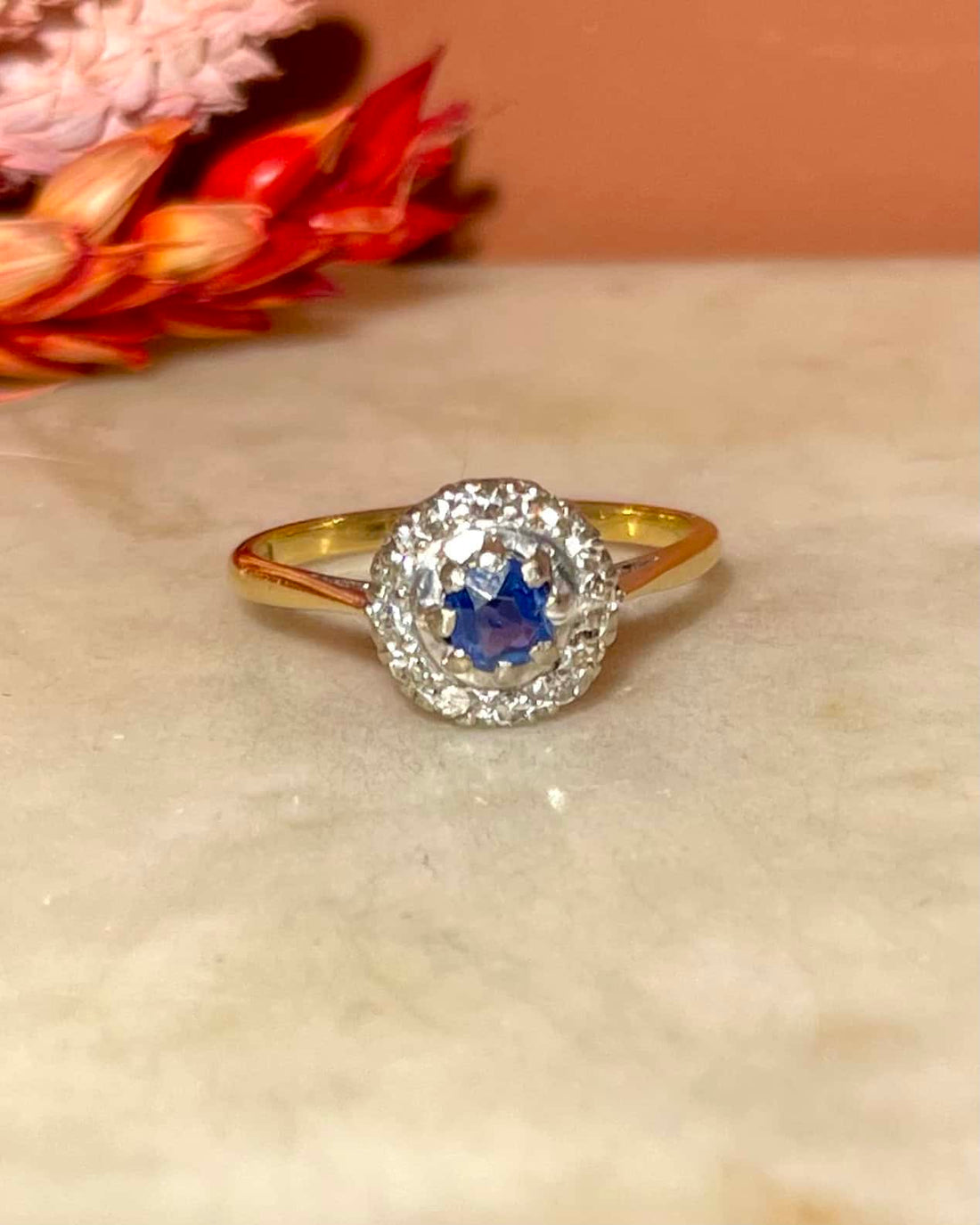Bague Marguerite Saphir &amp; 12 Diamants &quot;Eloisa&quot;