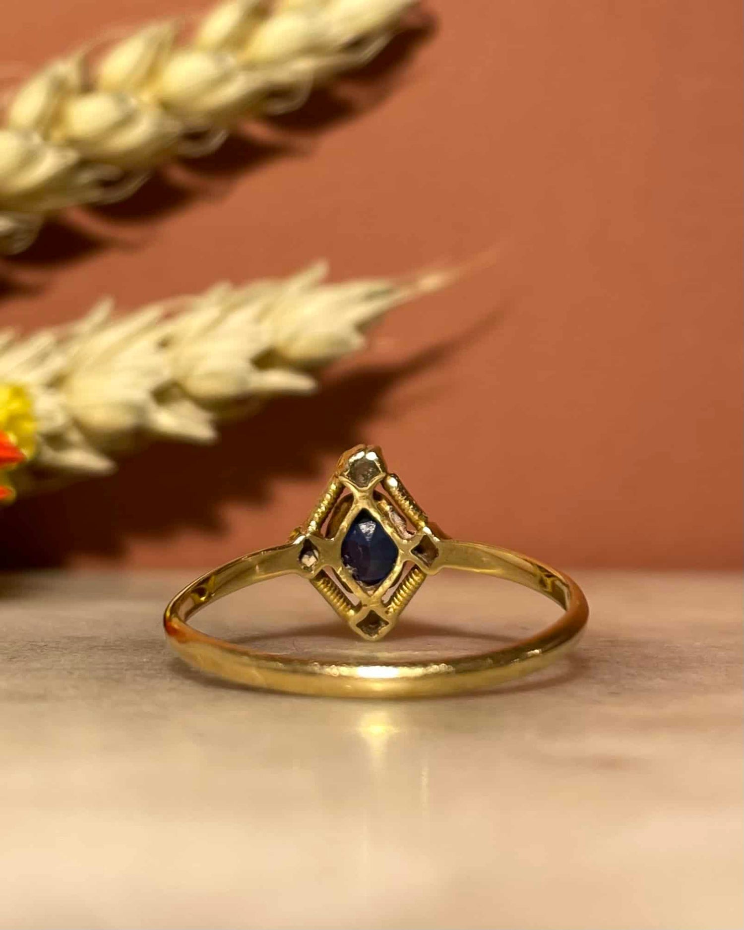 Bague XIXe Saphir &amp; Perles &quot;Maggy&quot;