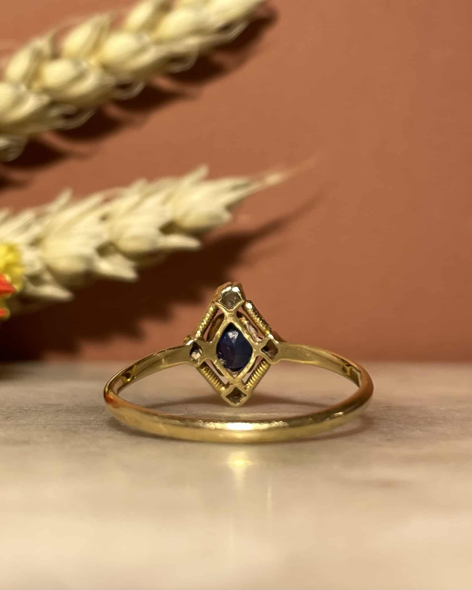 Bague XIXe Saphir &amp; Perles &quot;Maggy&quot;