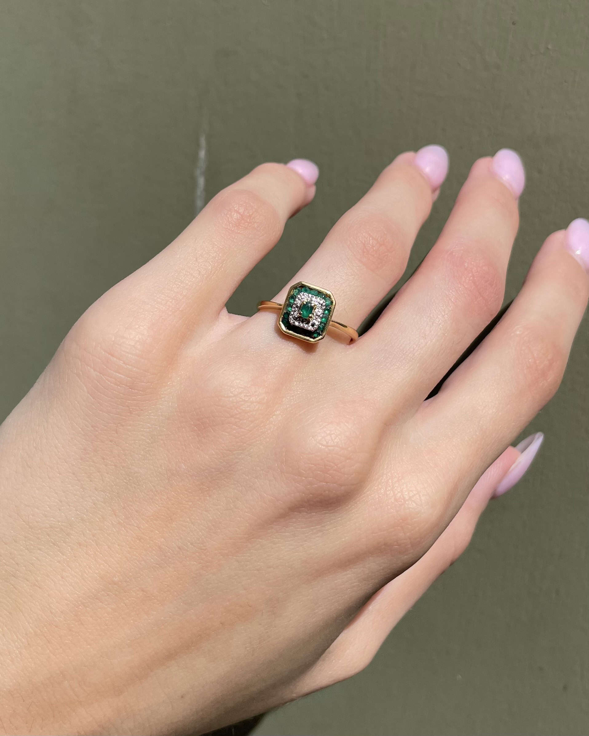 Bague Style Art-Déco Émeraudes &quot;Louison&quot;