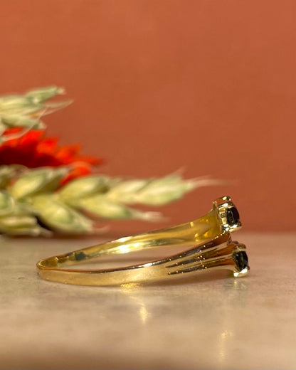 Bague Toi et Moi Saphirs &amp; Diamant &quot;Leonara&quot;