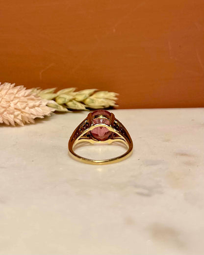 Bague Cocktail Tourmaline Rose 4.20 carats &amp; Diamants &quot;Eline&quot;