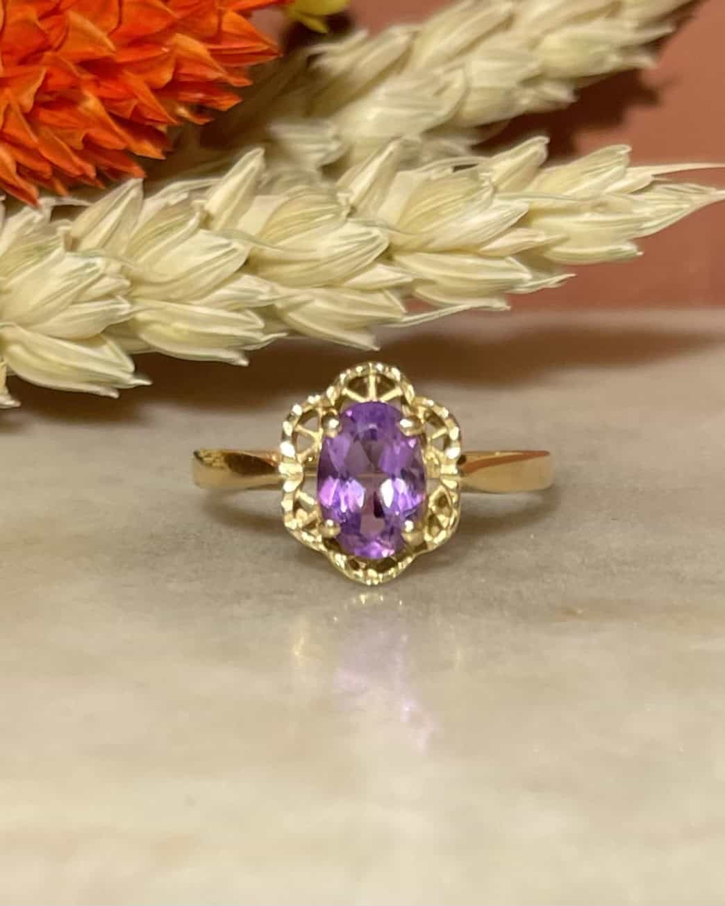 Bague Cocktail Fleur Améthyste &quot;Anis&quot;