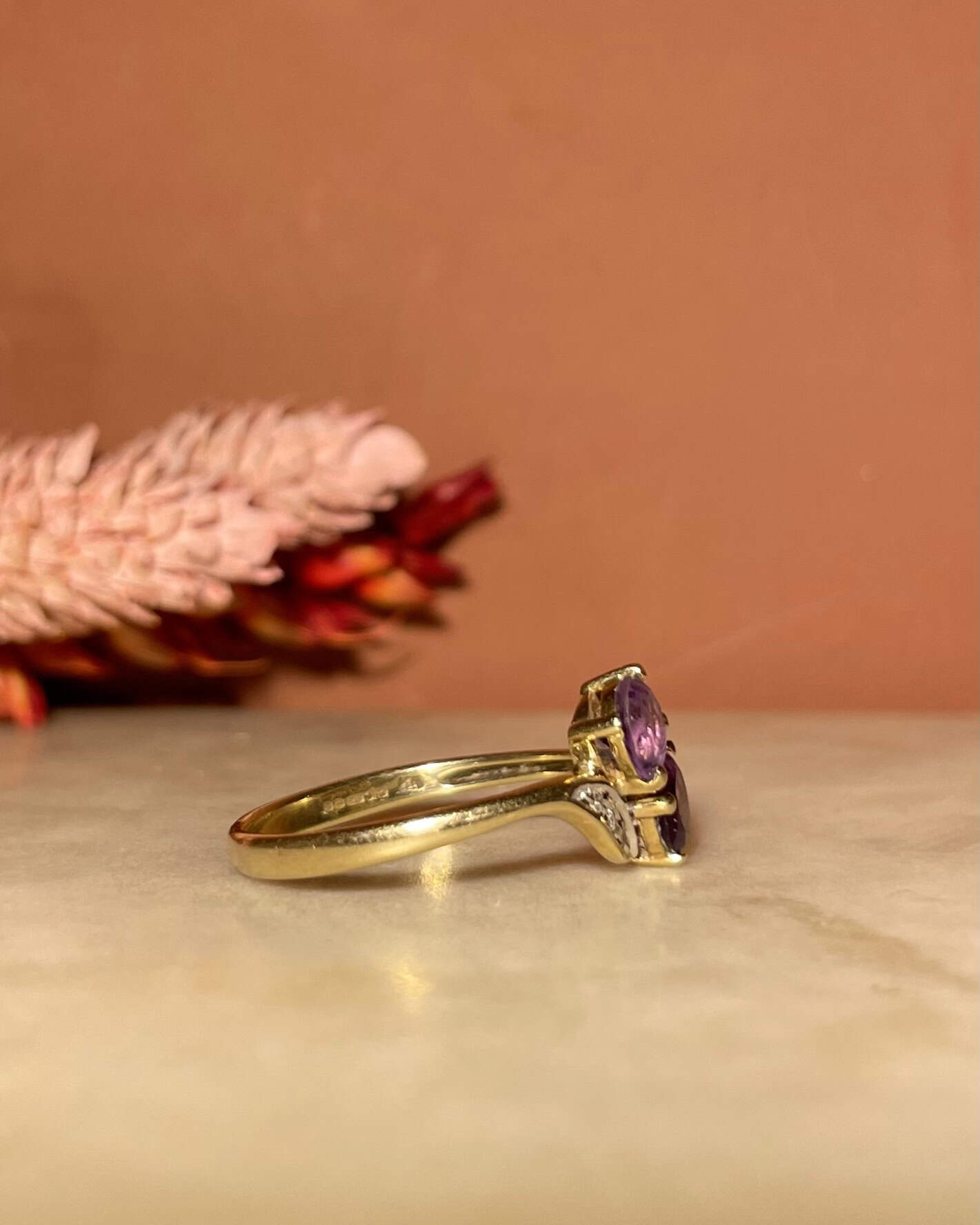 Bague Toi &amp; Moi Améthystes &amp; Diamants &quot;Olive&quot;