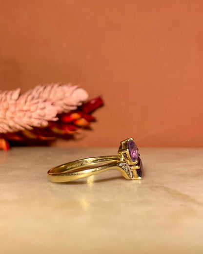 Bague Toi &amp; Moi Améthystes &amp; Diamants &quot;Olive&quot;